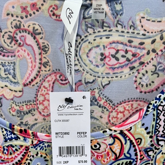 NY Collection Women's Multi-Color Paisley Cold Shoulder Midi Dress Plus Sz 2XWP - Picture 9 of 15